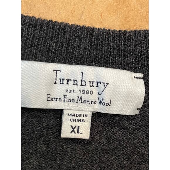 Turnberry Men's Size XL Gray 100% Extra Fine Merino Wool Sleeveless Vest - Picture 2 of 9